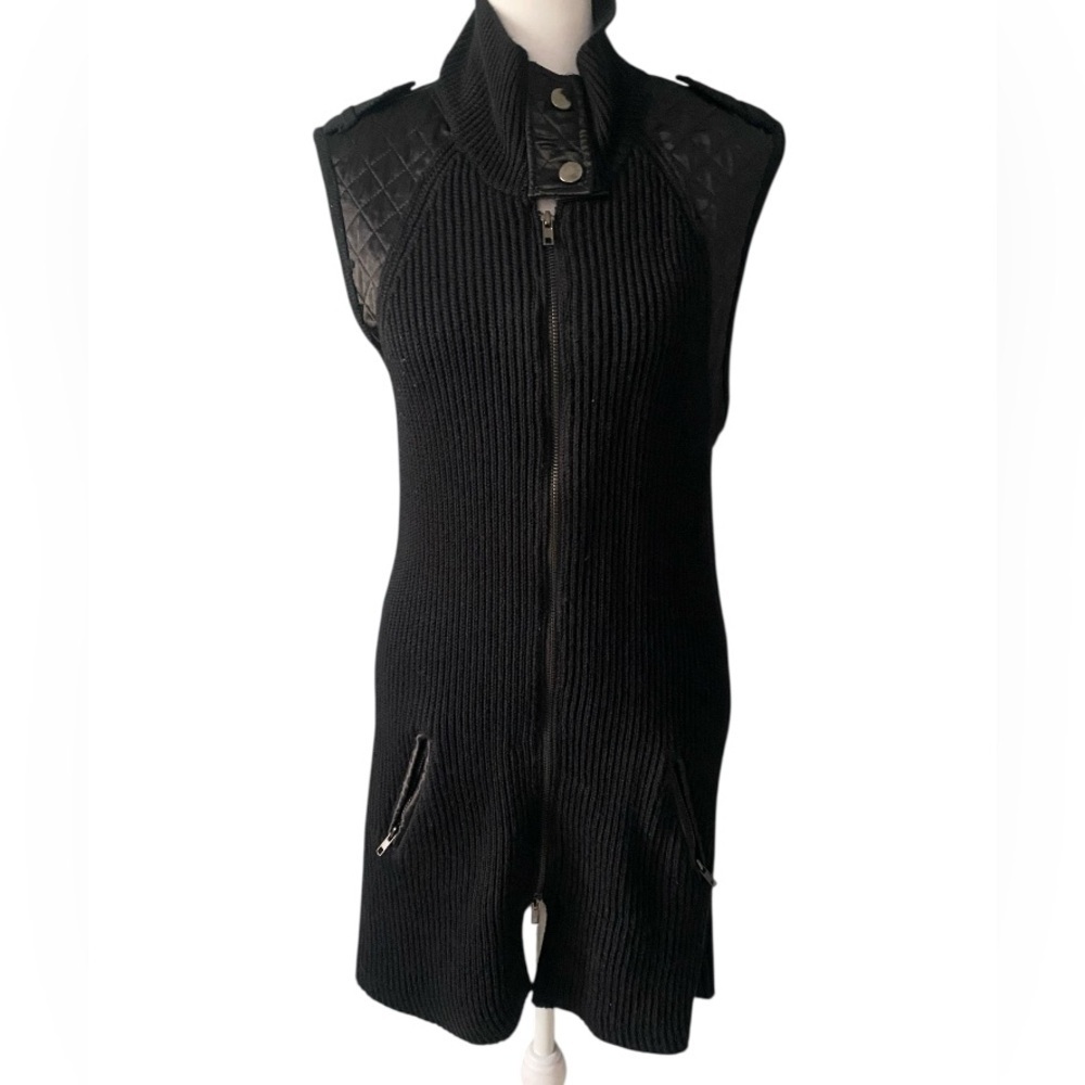 Curio New York knit long cardigan size L wool blend black knit